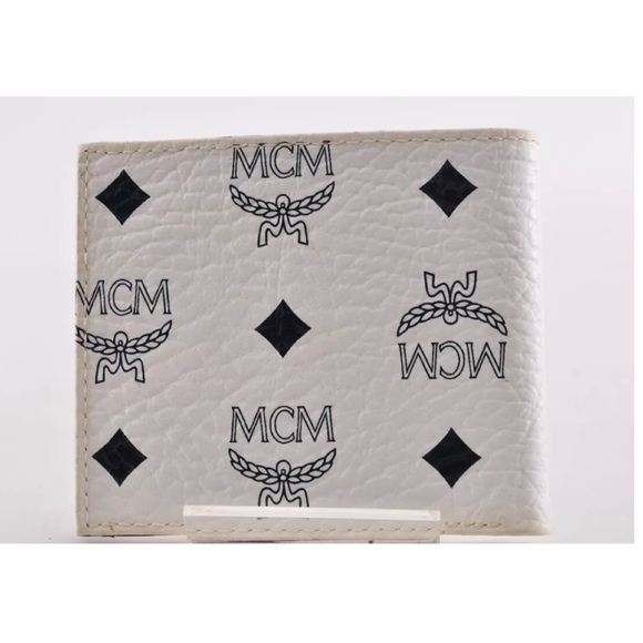 AUTH MCM White Bi-fold Leather Wallet - Picture 2 of 8